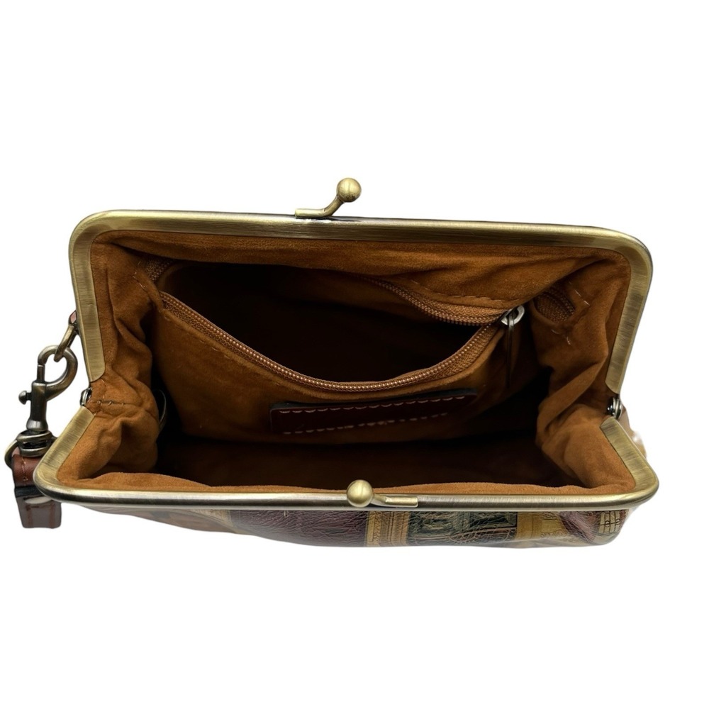 Patricia Nash Leather Savena Framed Kiss Lock Wristlet Pouch Italy In Gift Box - Picture 7 of 10